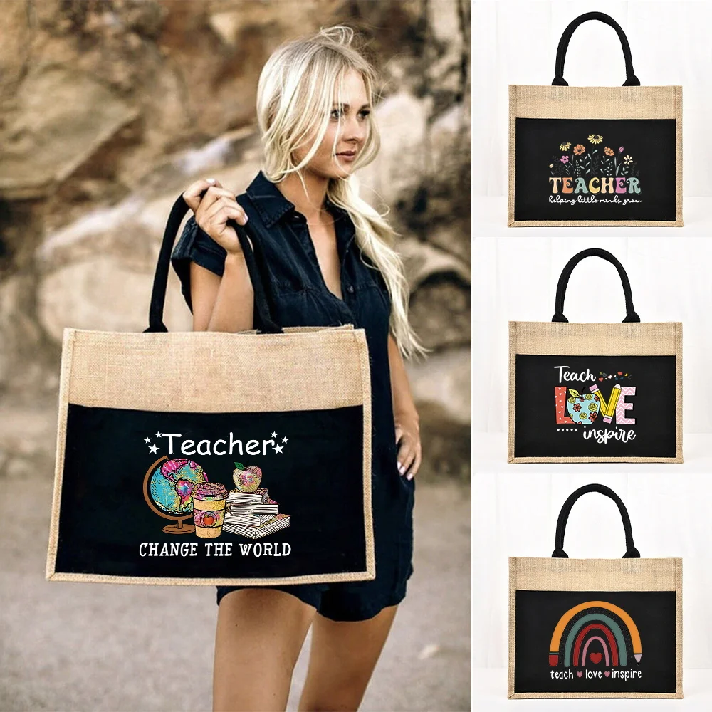Women Bags Jute - Sac fourre-tout réutilisable en Jute, sac